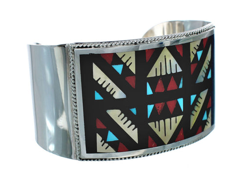 Multicolor Inlay Sterling Silver Zuni Cuff Bracelet NN20141